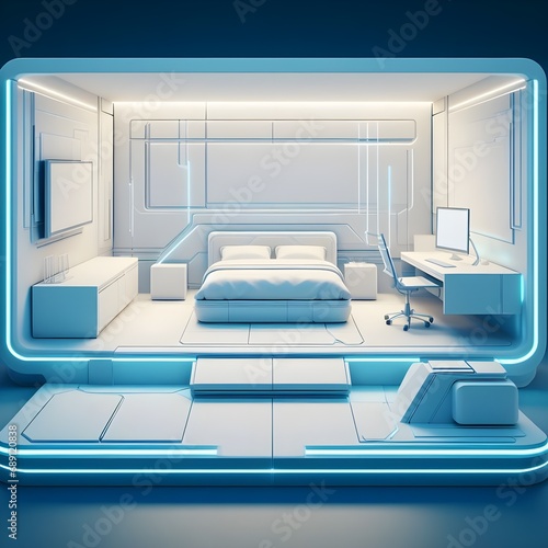 modern futuristic bedroom interior