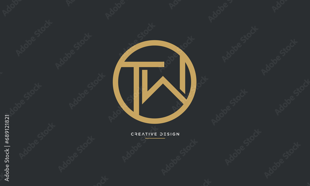 Alphabet letters TW or WT logo monogram Alphabet letters TW or WT logo monogram