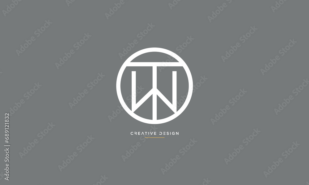 Obraz premium Alphabet letters TW or WT logo monogram