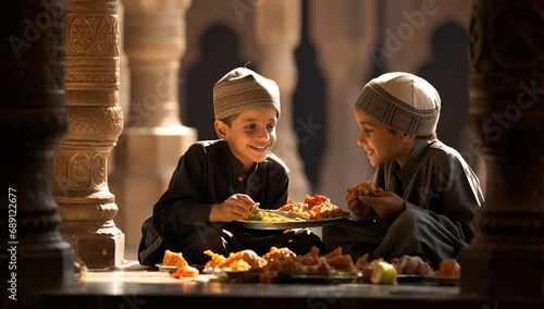 Muslim family having iftar together during Ramadan