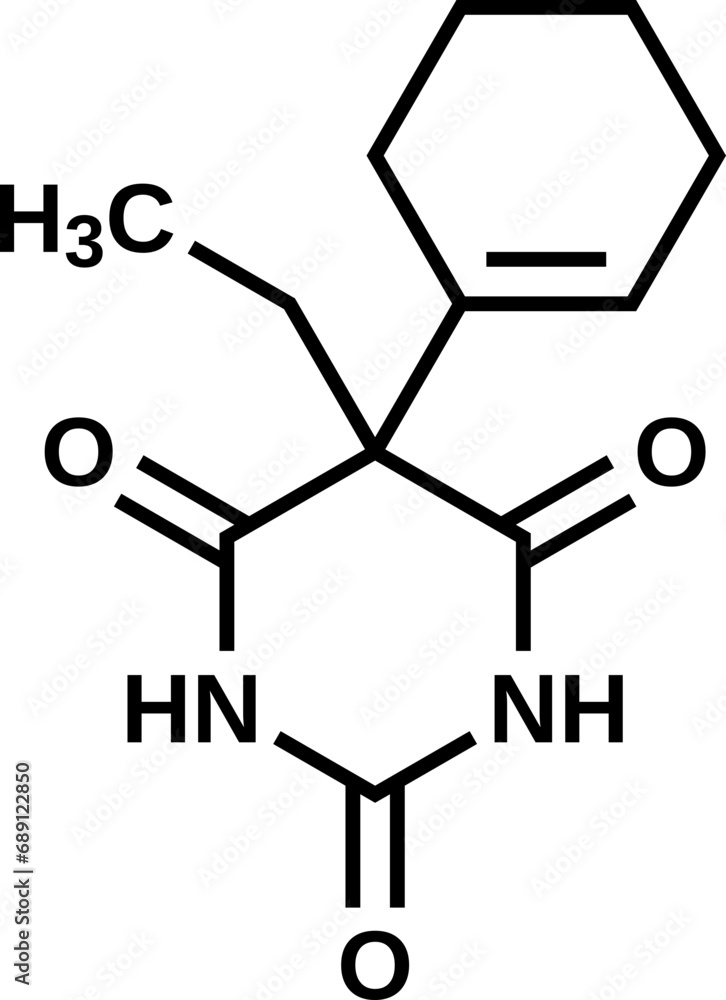 Cyclobarbital structural formula, vector illustration Cyclobarbital structural formula, vector illustration