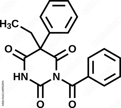 Benzobarbital structural formula, vector illustration