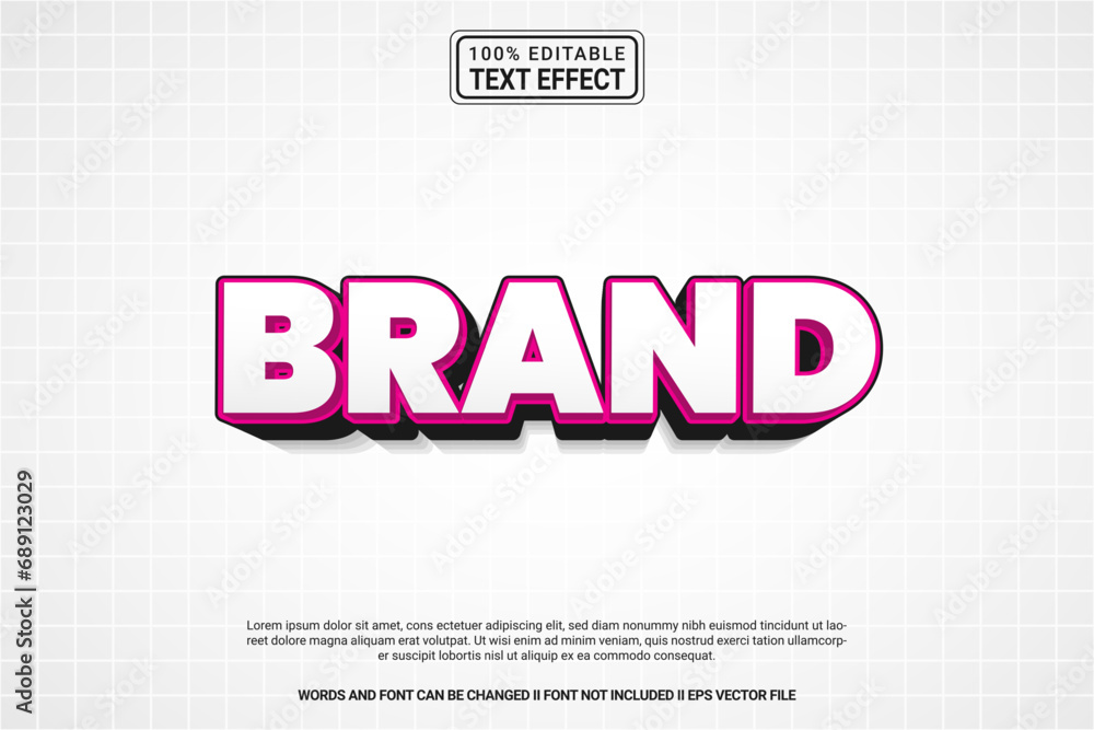 Editable text effect Brand 3d cartoon template stlye modren premium vector Editable text effect Brand 3d cartoon template stlye modren premium vector