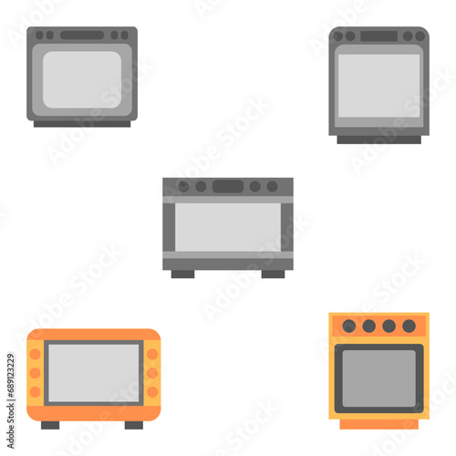 Oven icon set. Cooking equipment vector