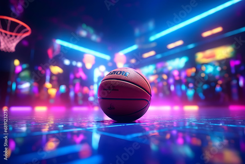 Basketball in the court with a blurred background