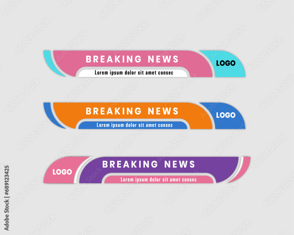Colorful simple clean geometric lower third banner template design Vector , streaming , sport news
Colorful simple clean geometric lower third banner template design Vector , streaming , sport news