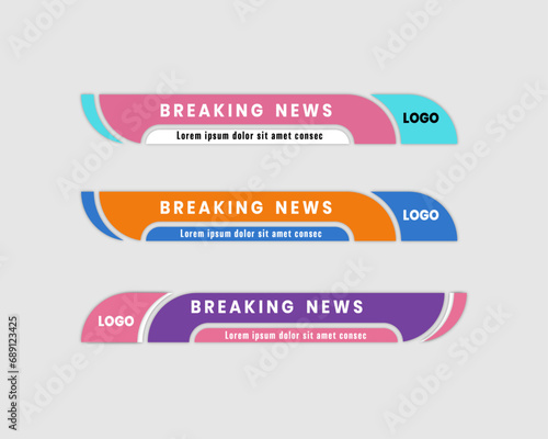 Colorful simple clean geometric lower third banner template design  Vector   streaming   sport news 
