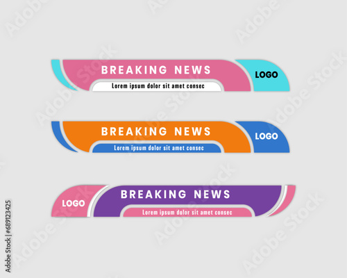 Colorful simple clean geometric lower third banner template design  Vector , streaming , sport news
