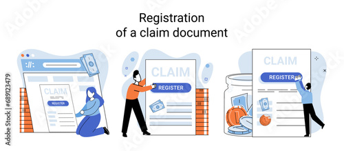 Claim vector illustration. Complete claim form for insurance, turning paperwork into personalized deal Navigate paperwork landscape with ease, turning your claim into financial project Transform