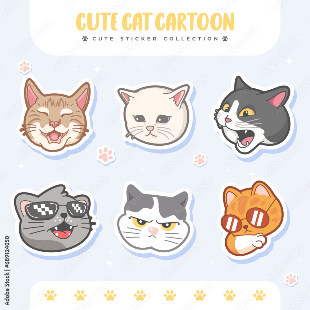 cute cats sticker cartoon 5 cute cats sticker cartoon 5