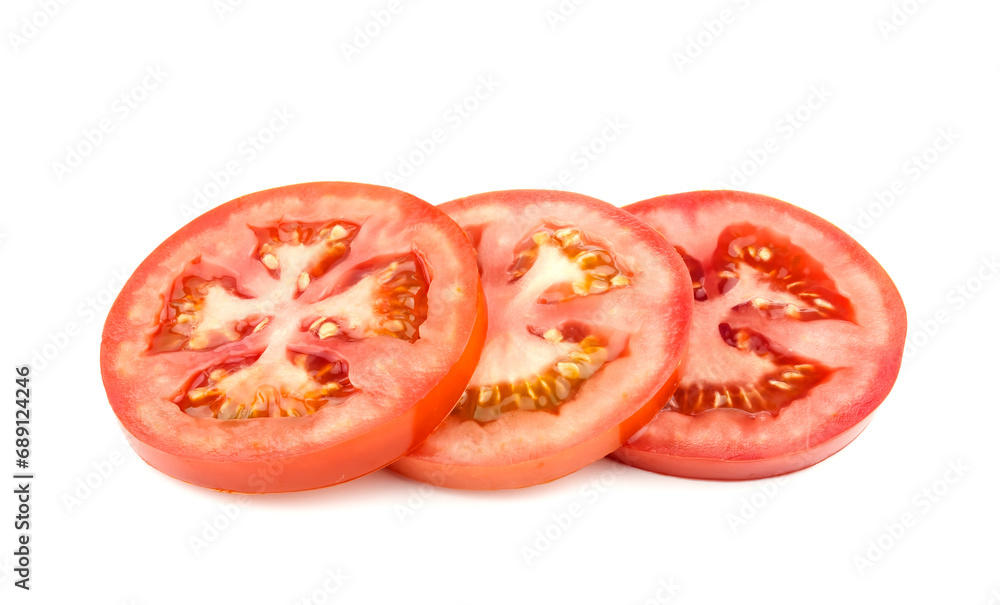 Slices of tomato isolated on white background Slices of tomato isolated on white background