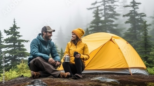 The best start to the day is a mug of hot coffee alone with your loved one. Camping, hiking and love © Stavros's son