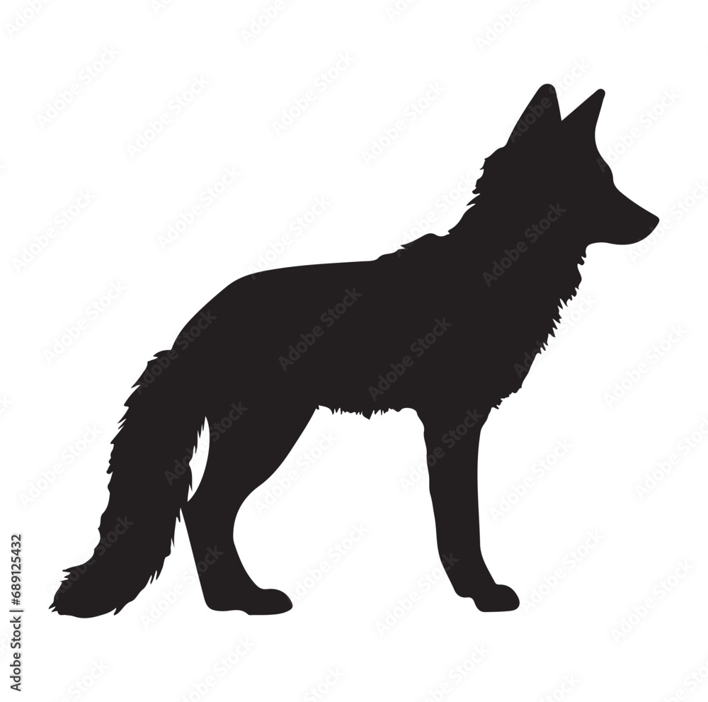 fox silhouette, on white background, isolated, vector