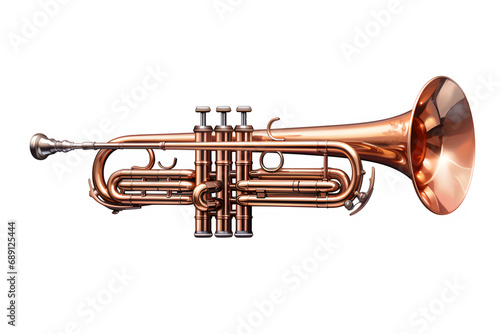 golden trumpet isolated on transparent background ,generative ai photo