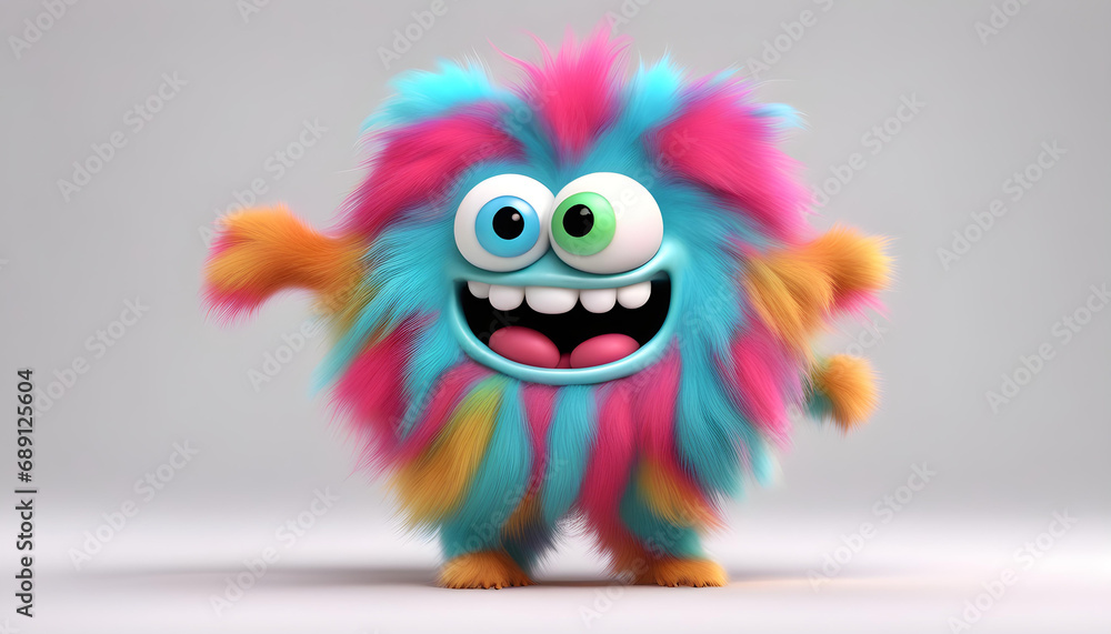 Colorful furry and cute monster Colorful furry and cute monster