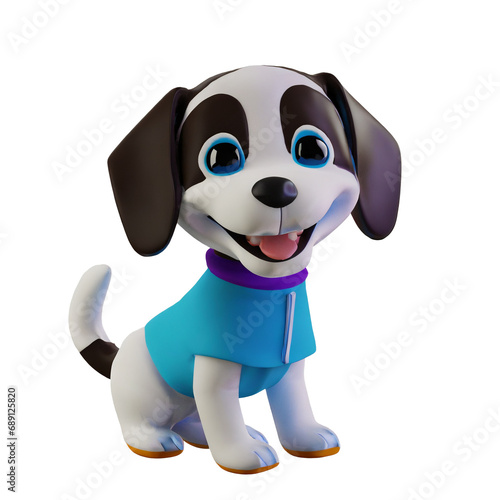 3d illustration of a baby dog smiling3d render cartoon baby dog smiling