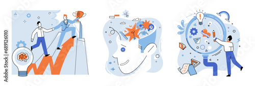 Brainstorming vector illustration. Intelligence and creativity are architects designing blueprint brainstorming The creative process is canvas where brainstorming paints strokes achievement In realm
