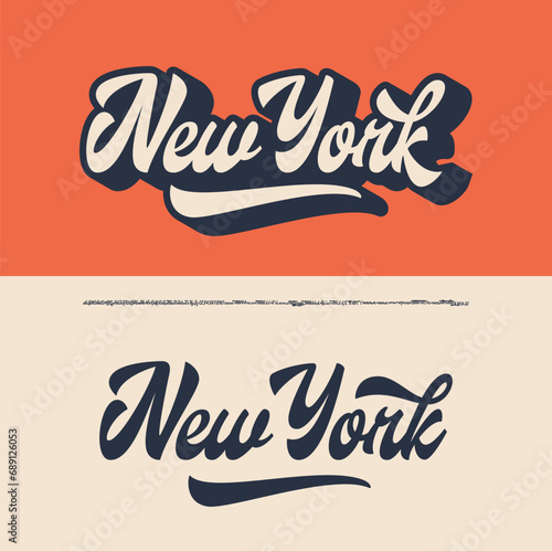New York. Original Retro Script Font. Vector