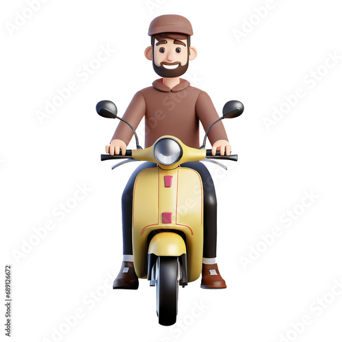 3d illustration of a food delivery men on scooter