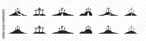Cross symbol. Three crosses. Calvary. Vector.