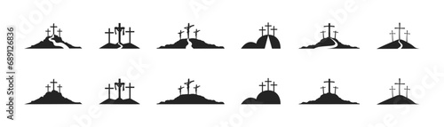Cross symbol. Three crosses. Calvary. Vector.