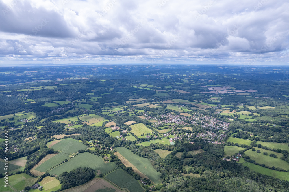 amazing aerial view of countryside of Haslemere, England