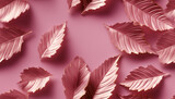 pink background with gold embossed leaves, seamless repeating pattern created with Generative Ai