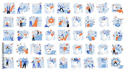 Brainstorming vector illustration. In realm innovation, brainstorming is compass pointing toward shores success Progress is harmonious melody played by instruments brainstorming and creativity