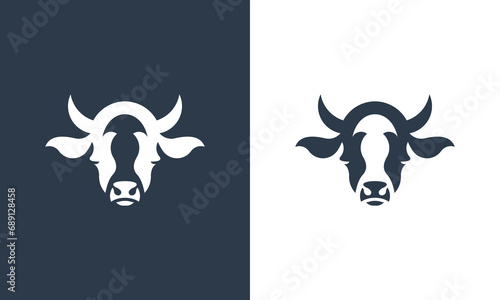 cow head logo design vector collection