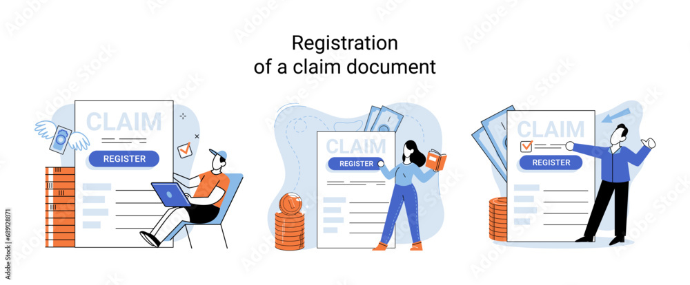 Claim vector illustration. Transform your claim into financial success story by mastering paperwork Secure your financial future by organizing your claim paperwork with precision Simplify claim