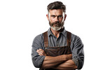 Healthy Blacksmith Wearing Long Life Crossed Arms Isolated on a Transparent Background PNG.