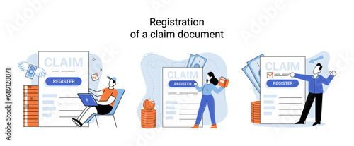 Claim vector illustration. Transform your claim into financial success story by mastering paperwork Secure your financial future by organizing your claim paperwork with precision Simplify claim