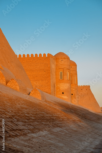 old oriental wall in the evening light