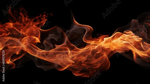 Fire flames on isolated black background