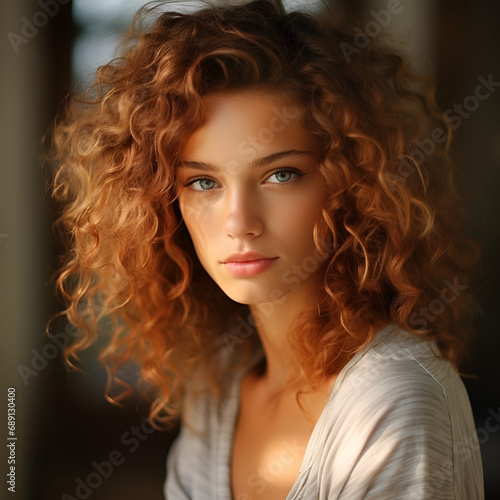 A photography of an attractive, beautiful woman, a supermodel with light blue eyes