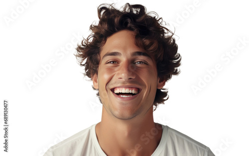 Brown Hair Man Laughing Isolated on a Transparent Background PNG. © Haider