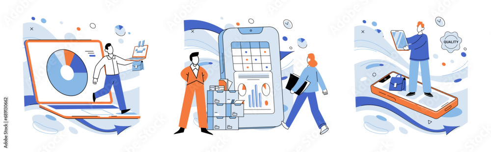 Business operations vector illustration. Analysis, navigator charting course through vast sea intricate business operations Process, engine propelling well-oiled machinery efficient and effective Business operations vector illustration. Analysis, navigator charting course through vast sea intricate business operations Process, engine propelling well-oiled machinery efficient and effective
