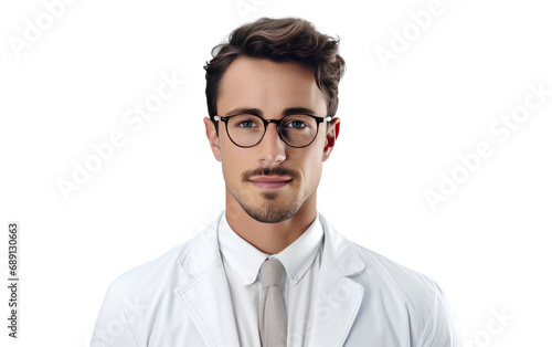 Intelligent Optician With Glasses Isolated on a Transparent Background PNG.