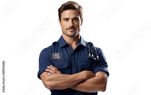 Smart Paramedic In Uniform Isolated on a Transparent Background PNG. photo