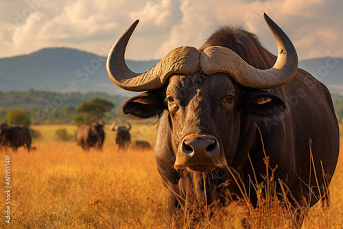African buffalo in savanna  National Reserve created with Generative Ai