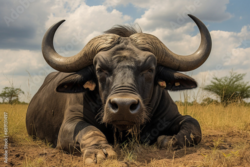 African buffalo in savanna, National Reserve created with Generative Ai