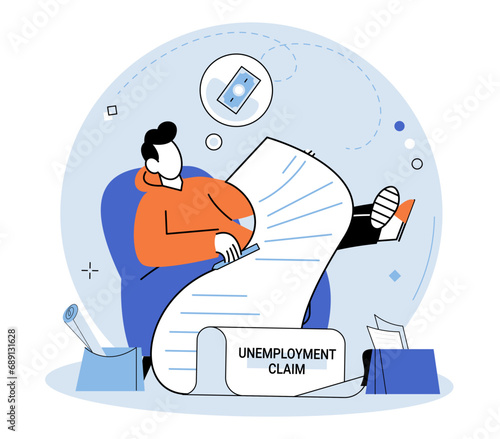 Unemployment. Vector illustration. Financial difficulties often arise when individuals are jobless and struggling to make ends meet Dismissal from job can trigger feelings sadness and despair