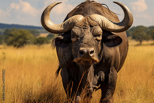 African buffalo in savanna  National Reserve created with Generative Ai