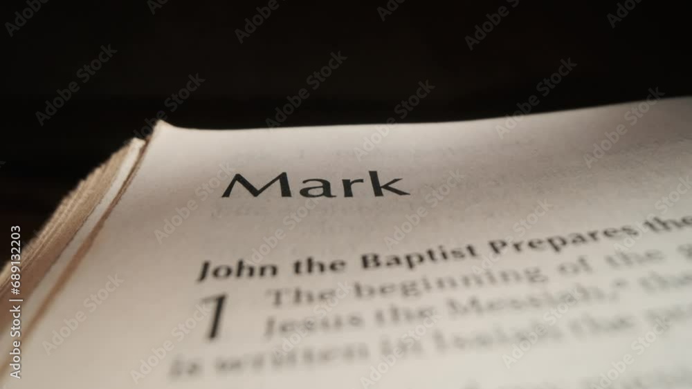 Open Bible chapter Mark title slide over page