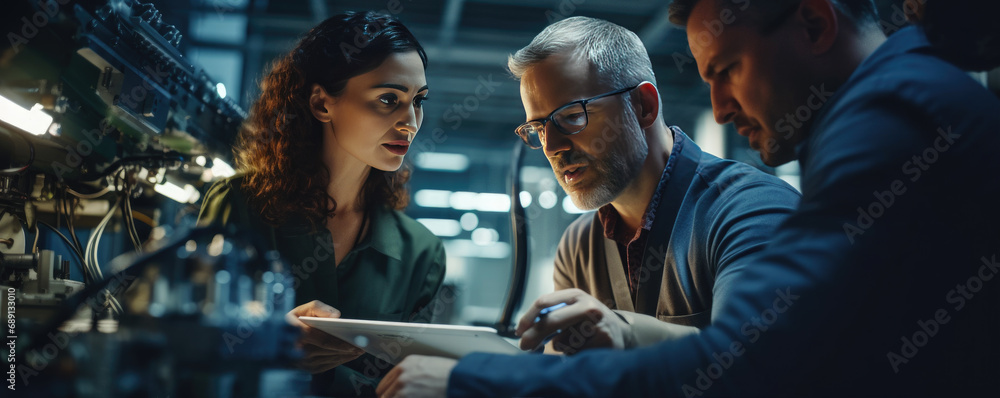 Engineer planning work steps for good effectivity, Technical Blueprints ...