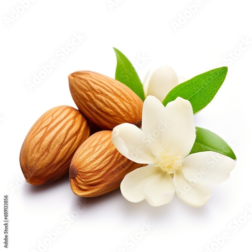 Professional food photography of Almond, isolated on white background, Almond isolated on white background