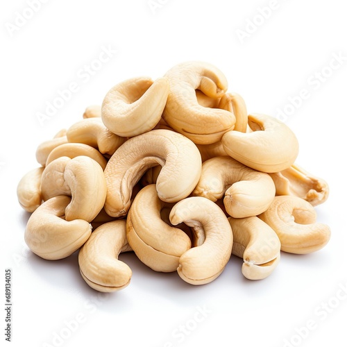 Professional food photography of Cashew nuts, isolated on white background, Cashew nuts isolated on white background