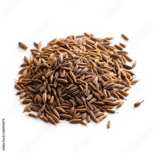 Professional food photography of Caraway seeds, isolated on white background,  Caraway seeds isolated on white background