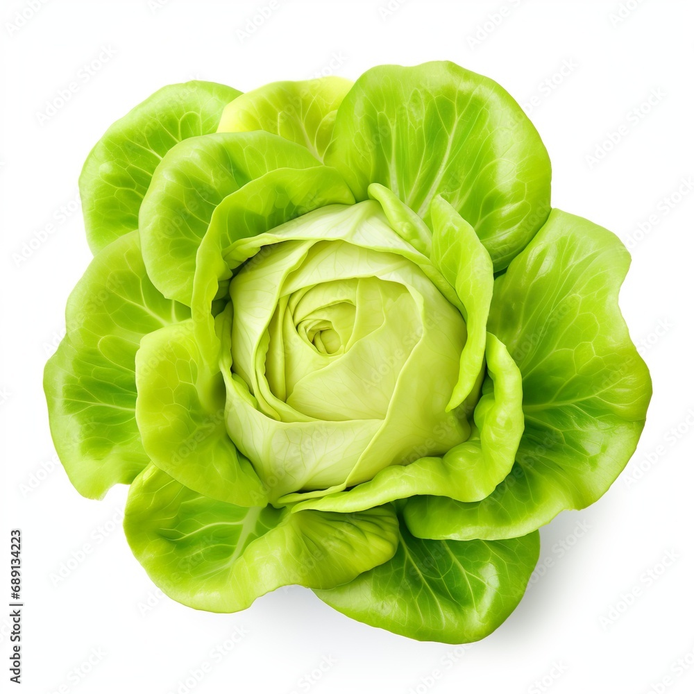 Fototapeta premium Professional food photography of Butter lettuce, isolated on white background, Butter lettuce isolated on white background