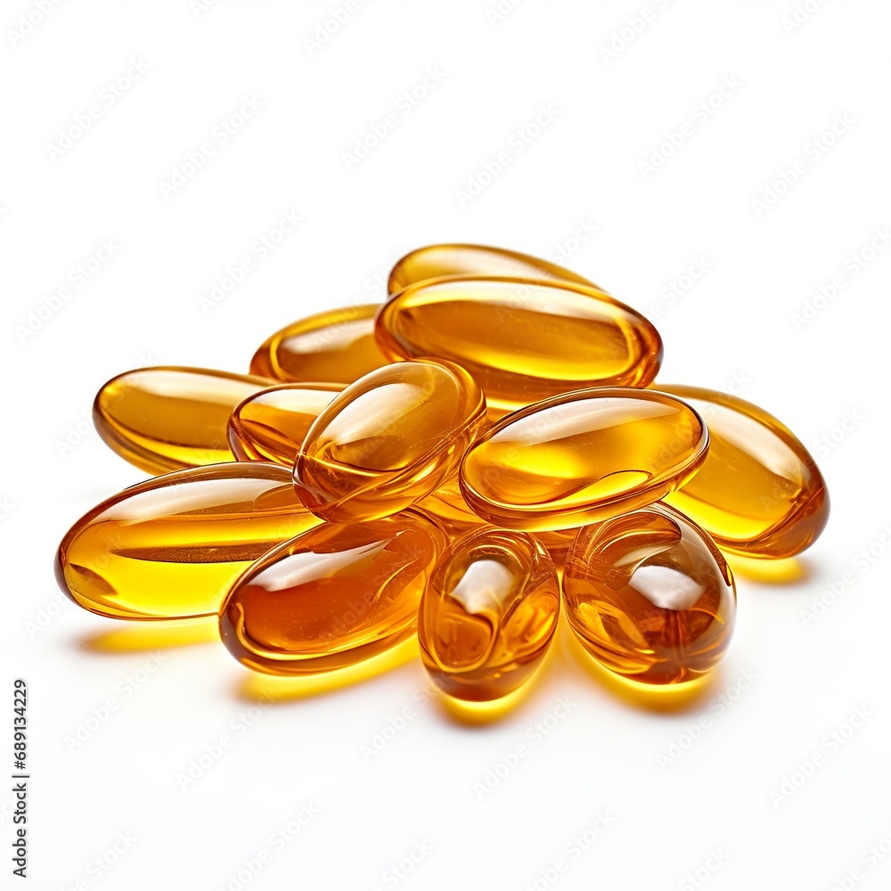 Professional food photography of Cod liver oil capsule, isolated on ...